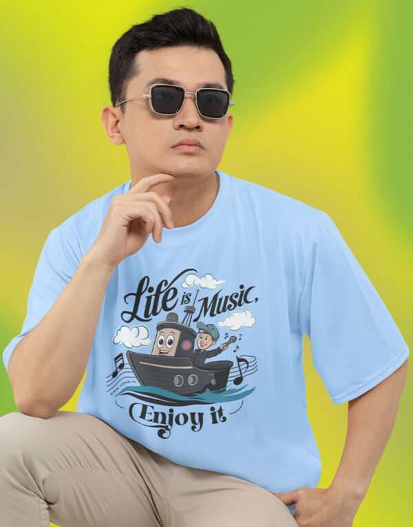 life is music enjoy it oversized classic baby blue