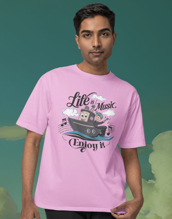 life is music enjoy it oversized classic light pink