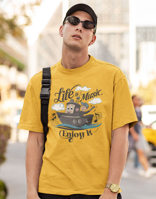 life is music enjoy it oversized classic mustard yellow