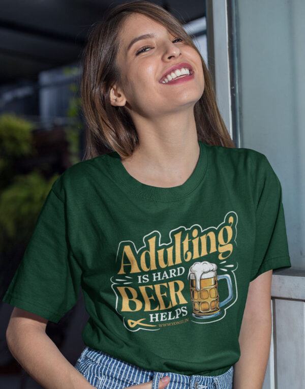 adulting is hard beer helps oversized classic bottle green