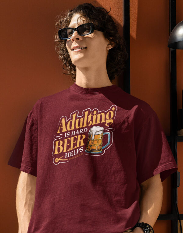 adulting is hard beer helps oversized classic maroon