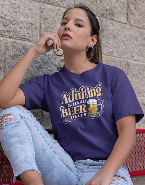 adulting is hard beer helps oversized classic purple