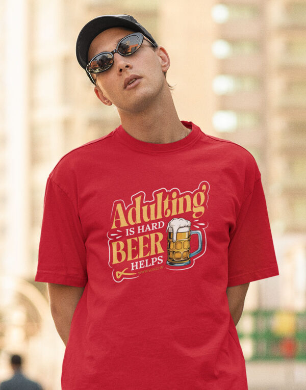 adulting is hard beer helps oversized classic red