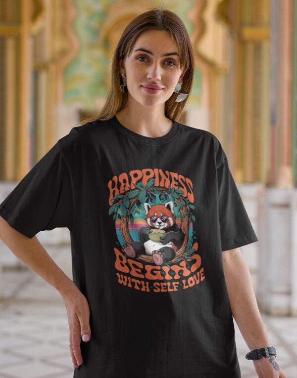 happyness begins with self love oversized standard black