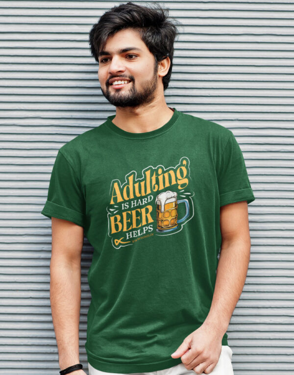 adulting is hard beer helps bottle green